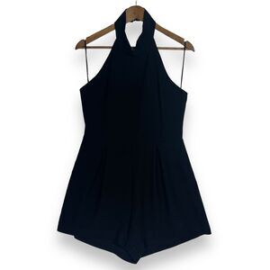 ASTR The Label Revolve Romper Black Halter Button Closure Open Zip Back Large